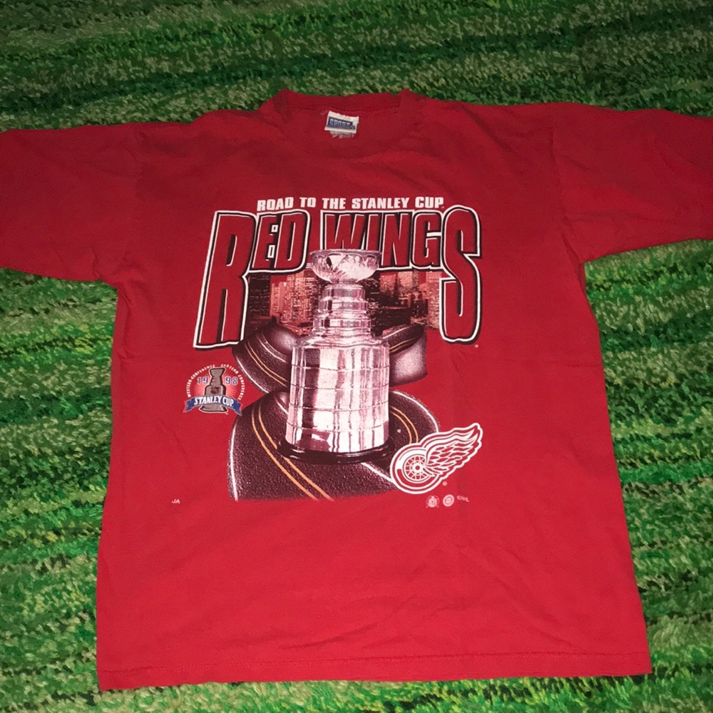 Vintage Detroit Red Wings 1998 Stanley Cup Graphic Tee Red Sport Attack XL